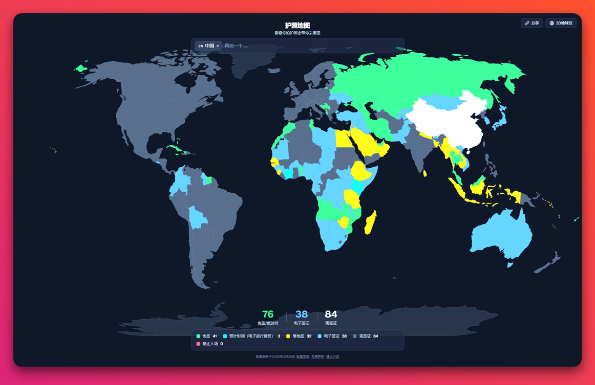 护照签证范围查询 Passport Globe